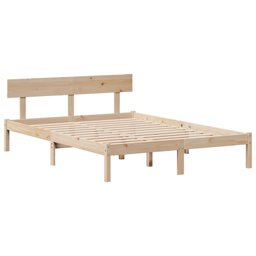 Säng Med Bokhylla Utan Madrass 140X190Cm Massiv Furu