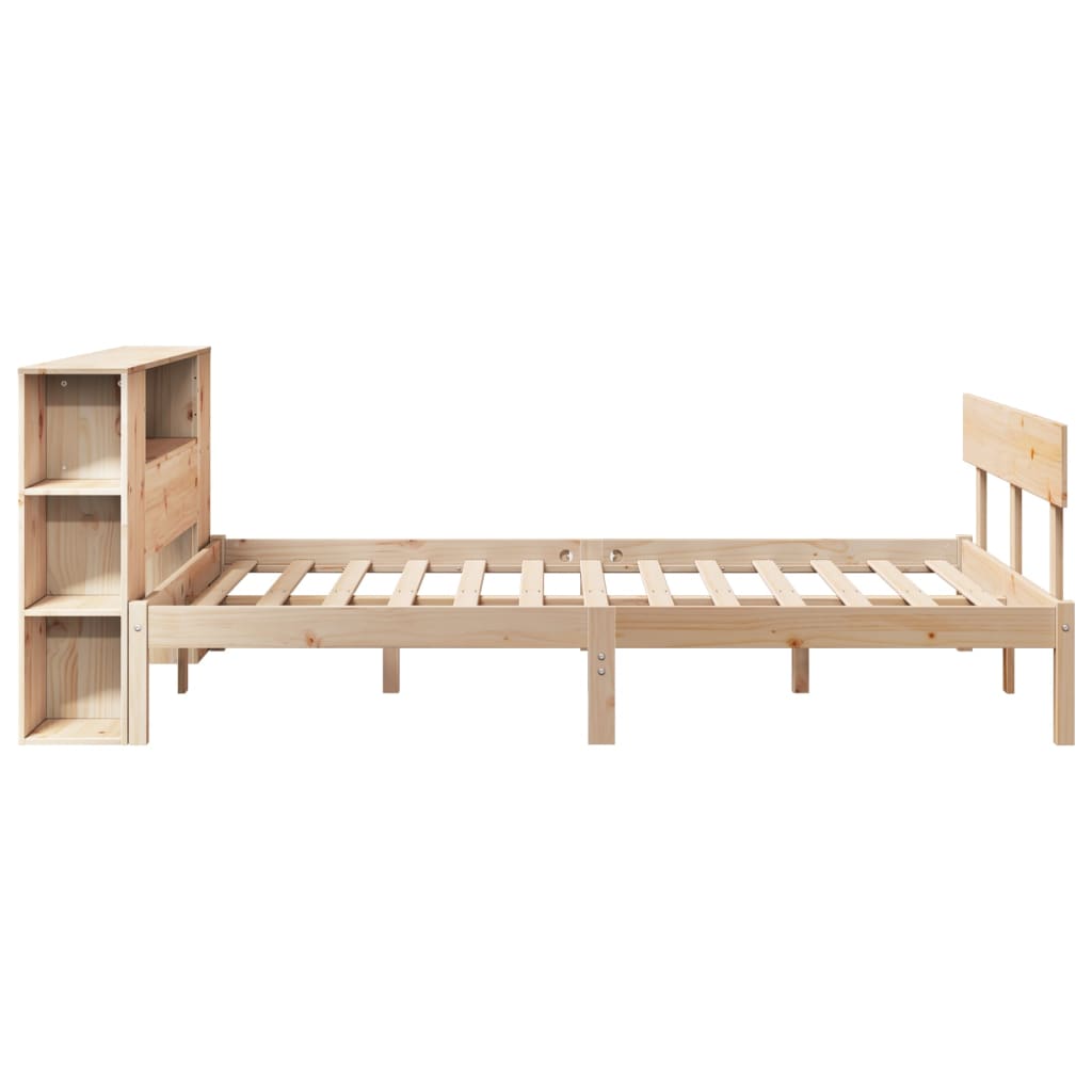 Säng Med Bokhylla Utan Madrass 140X190Cm Massiv Furu