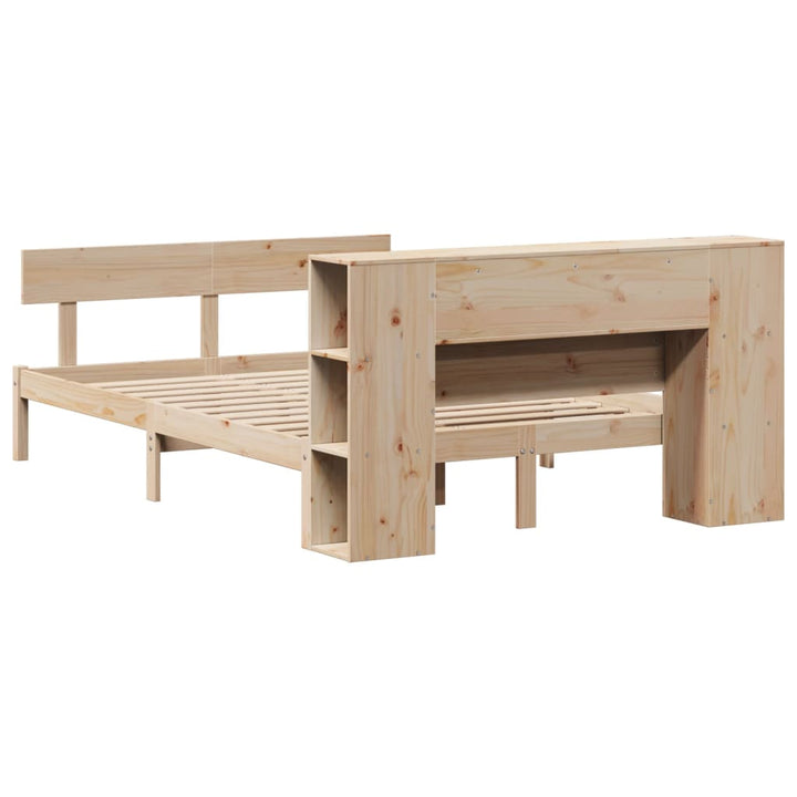 Säng Med Bokhylla Utan Madrass 140X190Cm Massiv Furu