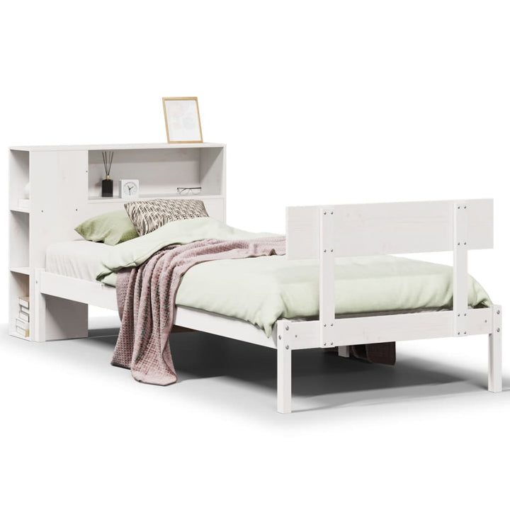 Säng Med Bokhylla Utan Madrass 75X190Cm Massiv Furu