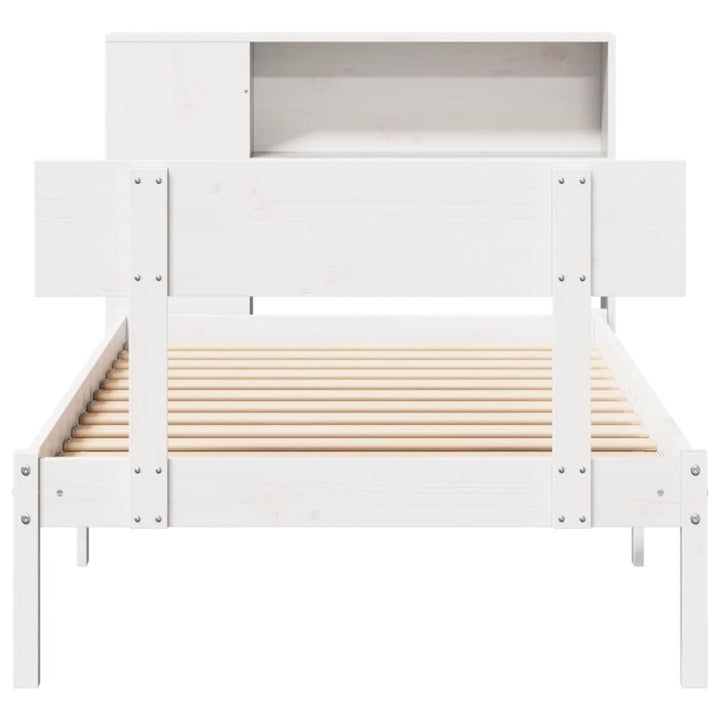 Säng Med Bokhylla Utan Madrass 75X190Cm Massiv Furu