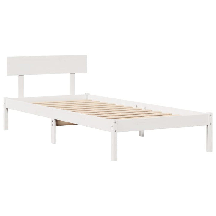 Säng Med Bokhylla Utan Madrass 75X190Cm Massiv Furu