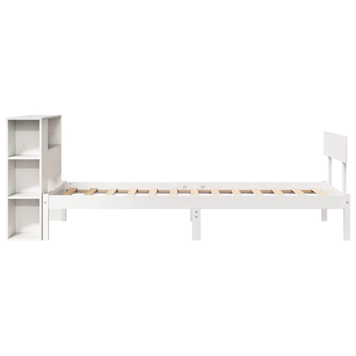 Säng Med Bokhylla Utan Madrass 75X190Cm Massiv Furu
