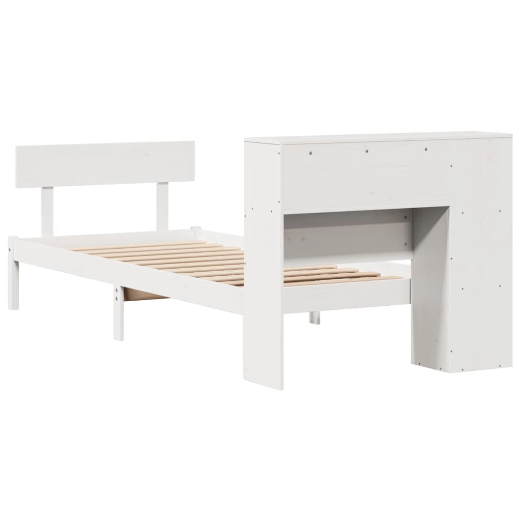 Säng Med Bokhylla Utan Madrass 75X190Cm Massiv Furu