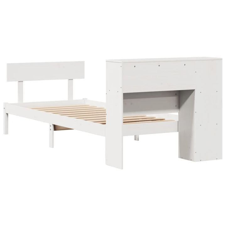 Säng Med Bokhylla Utan Madrass 75X190Cm Massiv Furu