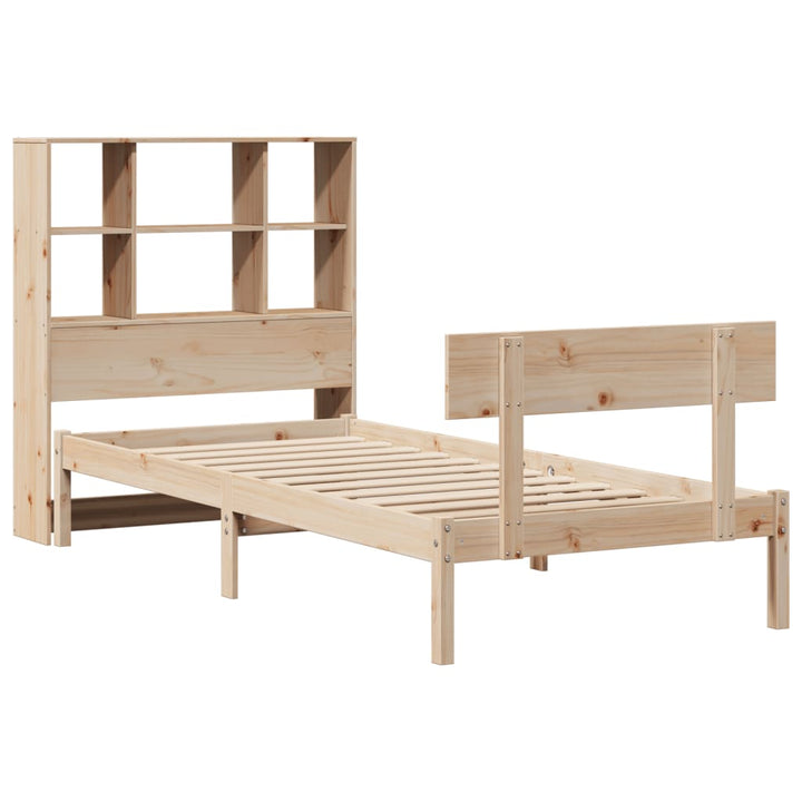 Säng Med Bokhylla Utan Madrass 90X200Cm Massiv Furu