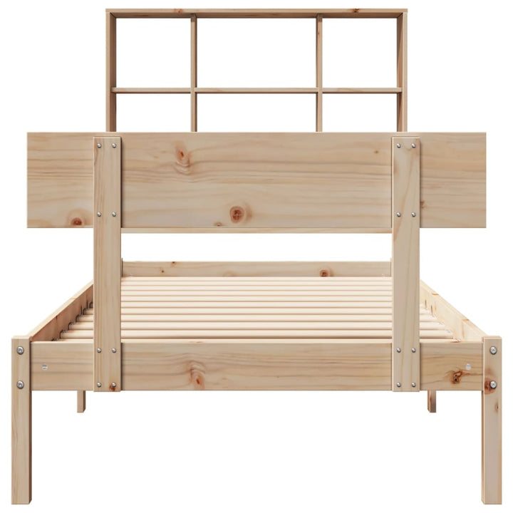 Säng Med Bokhylla Utan Madrass 90X200Cm Massiv Furu