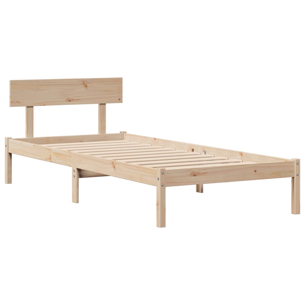 Säng Med Bokhylla Utan Madrass 90X200Cm Massiv Furu