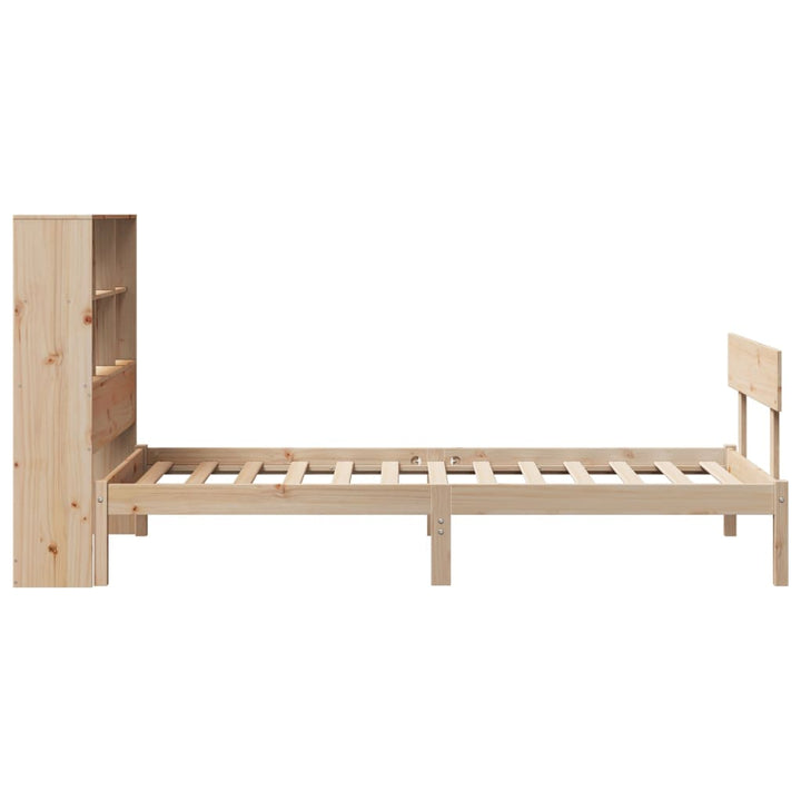 Säng Med Bokhylla Utan Madrass 90X200Cm Massiv Furu