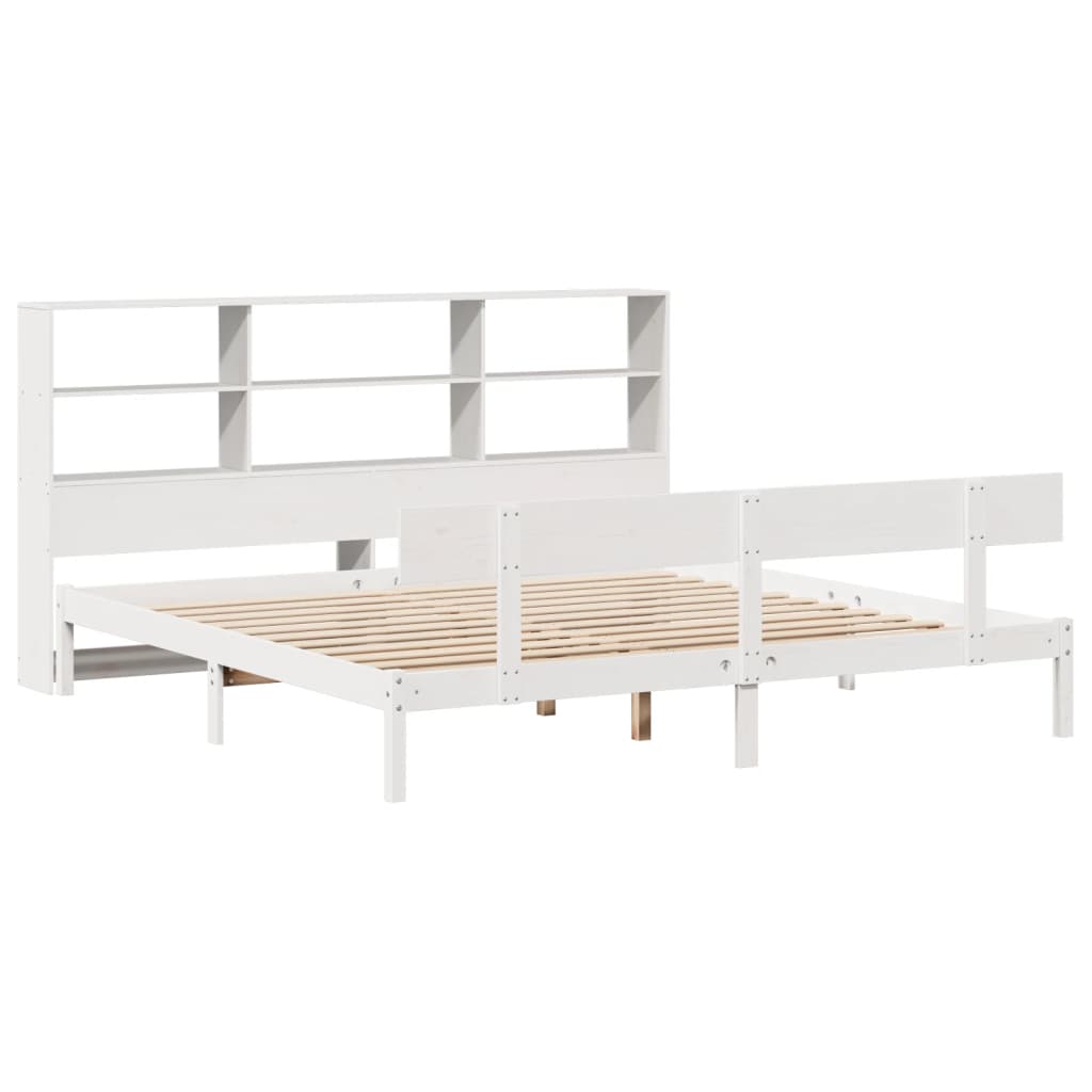 Säng Med Bokhylla Utan Madrass 180X200Cm Massiv Furu