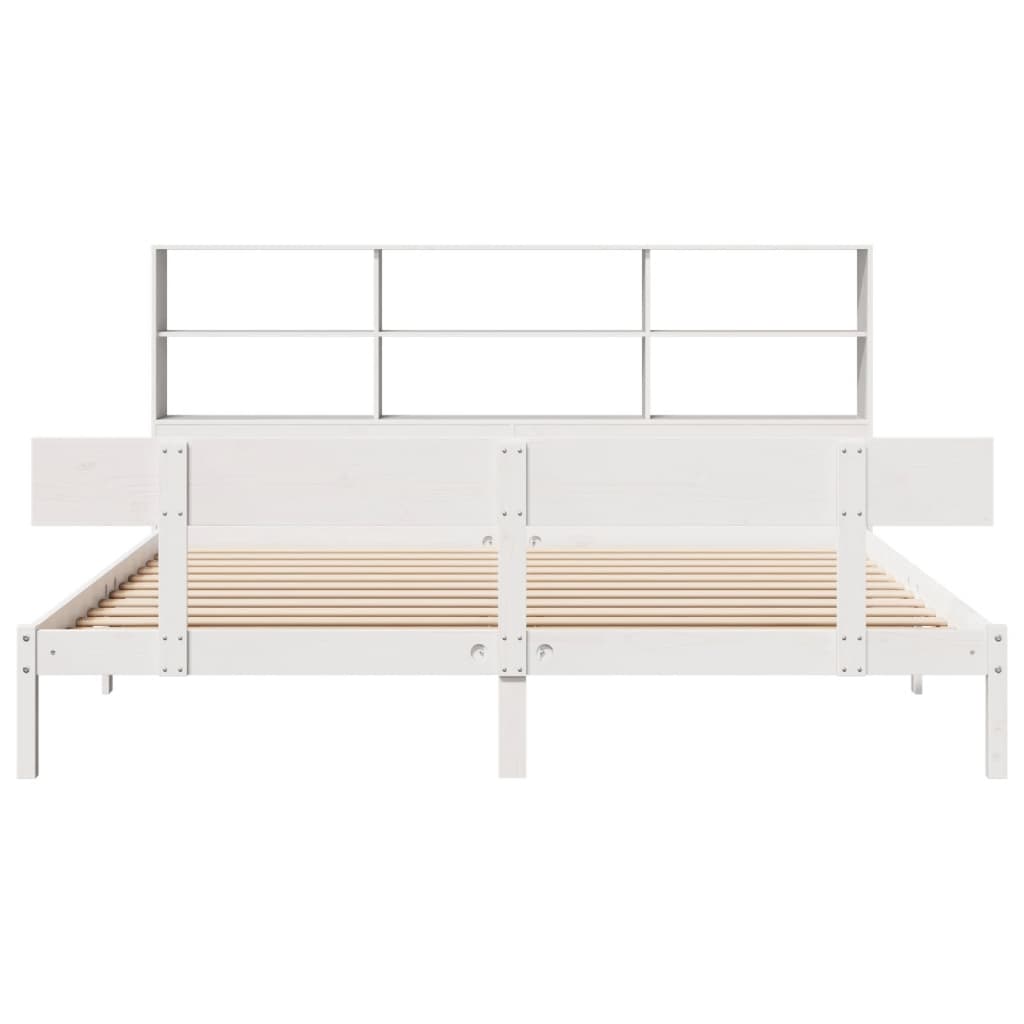 Säng Med Bokhylla Utan Madrass 180X200Cm Massiv Furu
