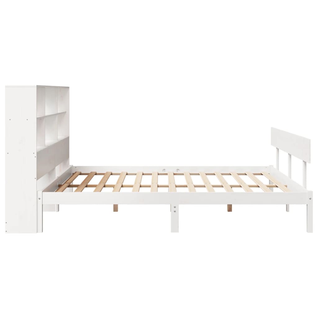 Säng Med Bokhylla Utan Madrass 180X200Cm Massiv Furu
