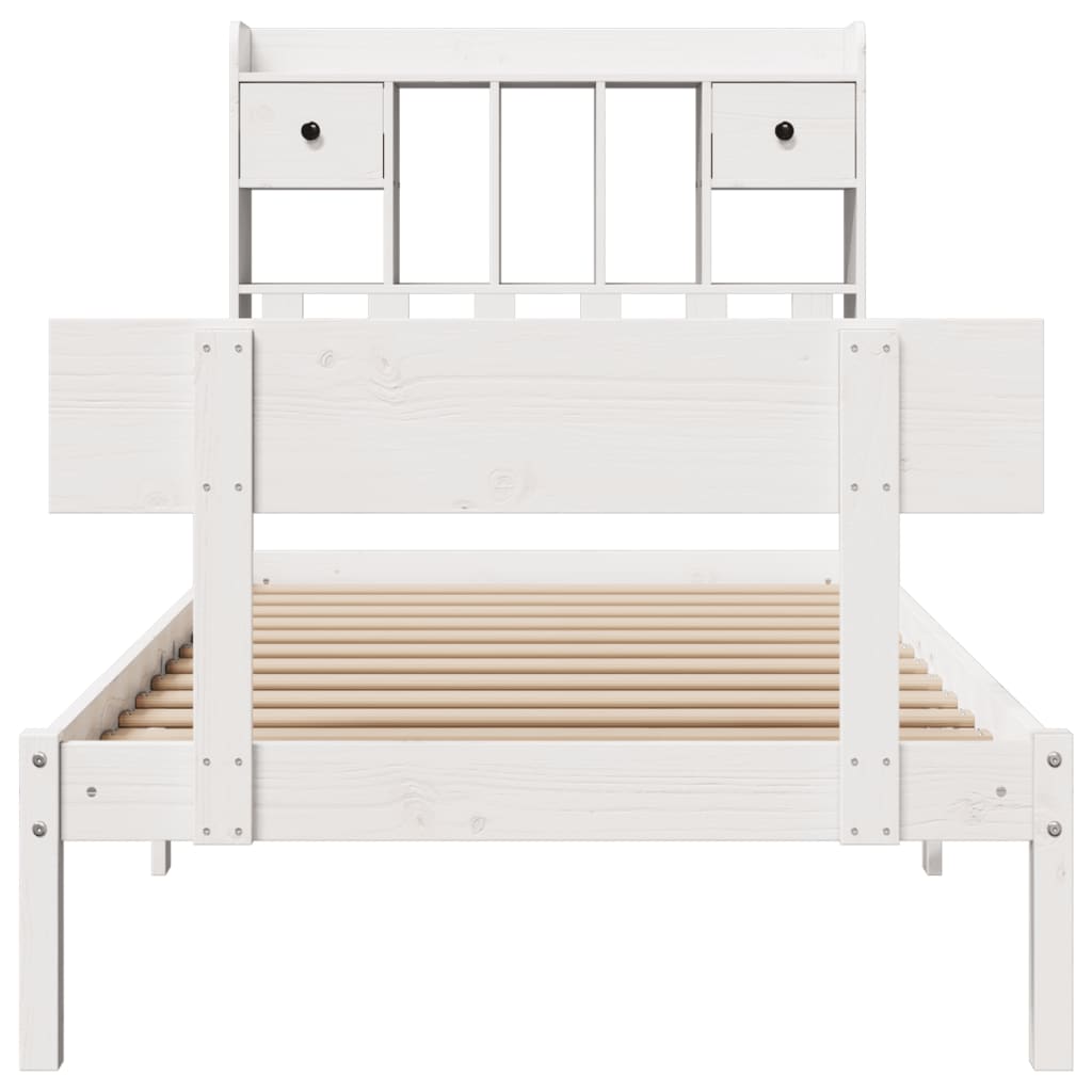 Säng Med Bokhylla Utan Madrass 90X190Cm Massiv Furu