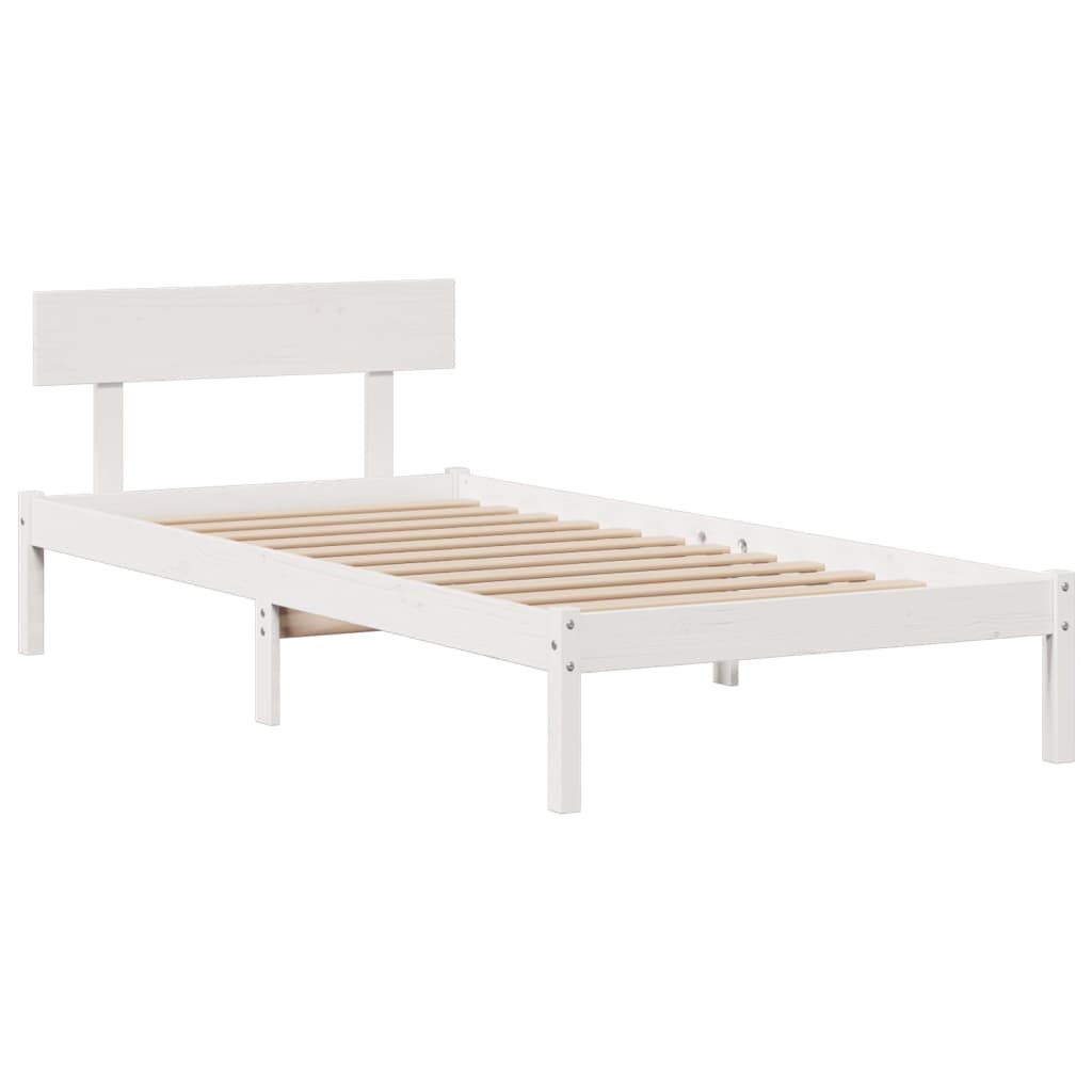 Säng Med Bokhylla Utan Madrass 90X190Cm Massiv Furu