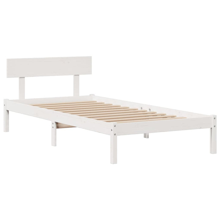 Säng Med Bokhylla Utan Madrass 90X190Cm Massiv Furu
