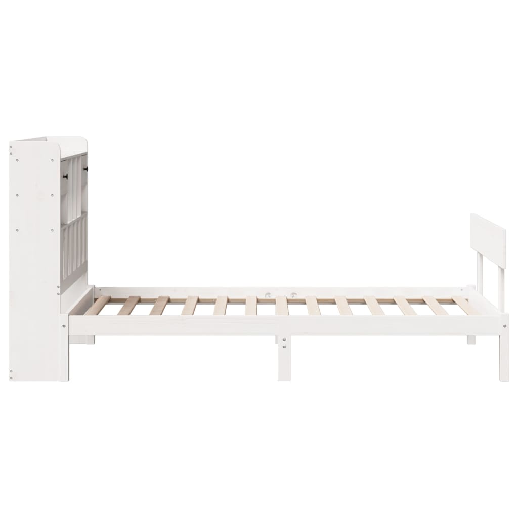 Säng Med Bokhylla Utan Madrass 90X190Cm Massiv Furu