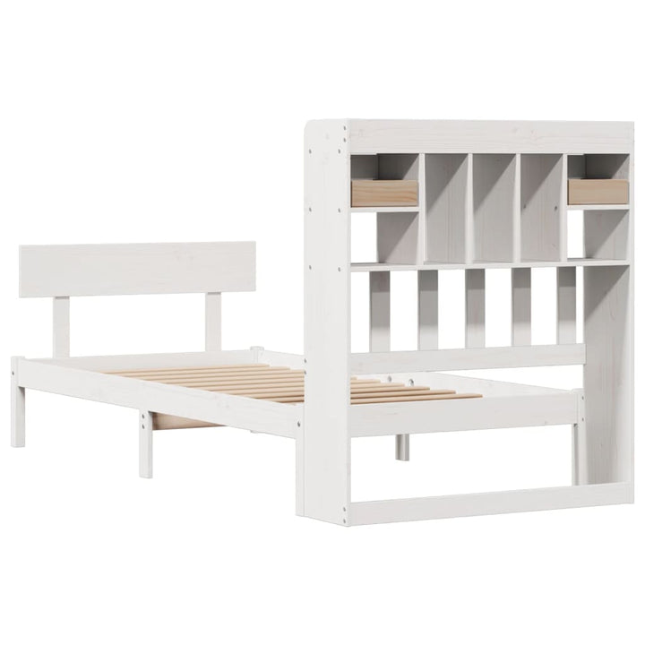 Säng Med Bokhylla Utan Madrass 90X190Cm Massiv Furu
