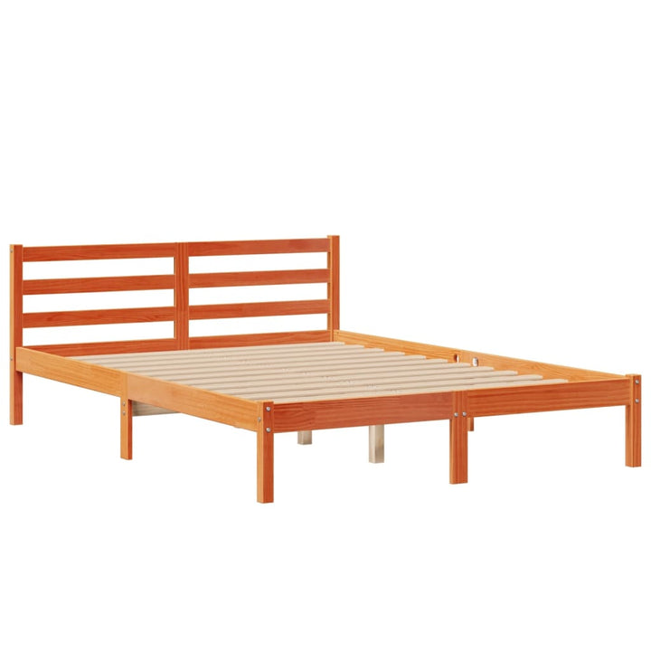Säng Med Bokhylla Utan Madrass 150X200Cm Massiv Furu