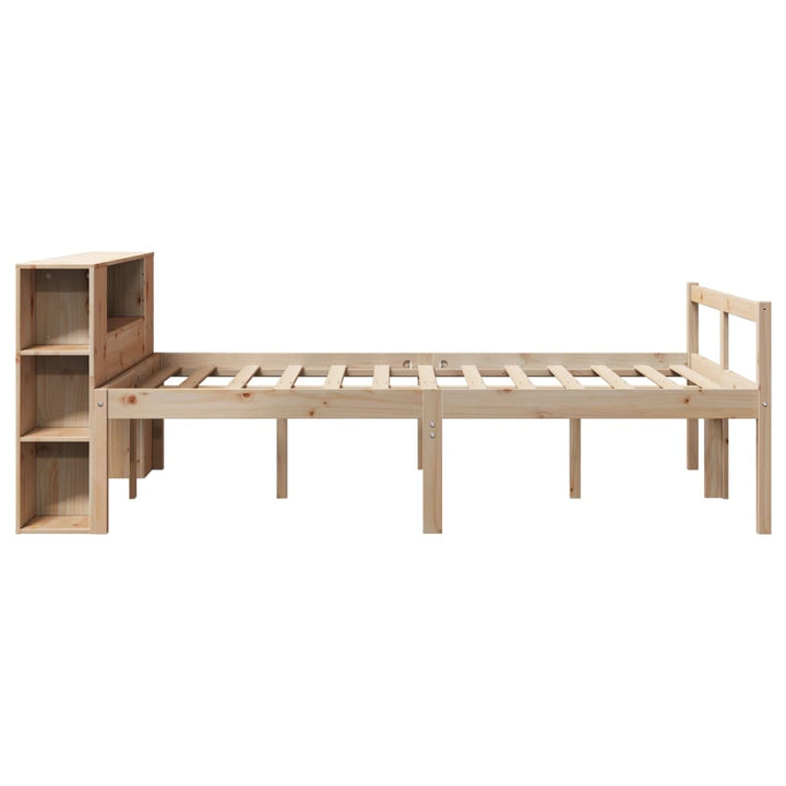Säng Med Bokhylla Utan Madrass 140X200Cm Massiv Furu