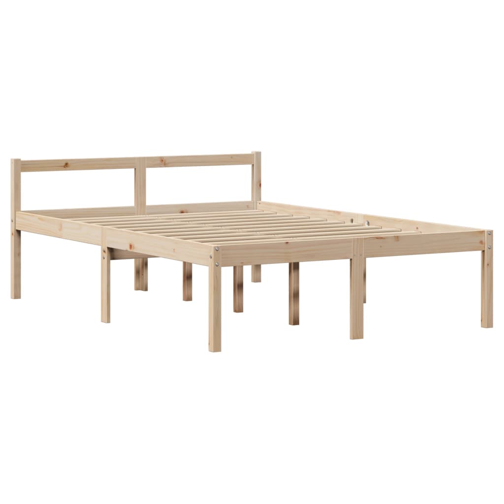 Säng Med Bokhylla Utan Madrass 140X200Cm Massiv Furu