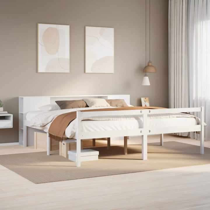 Säng Med Bokhylla Utan Madrass 140X200Cm Massiv Furu