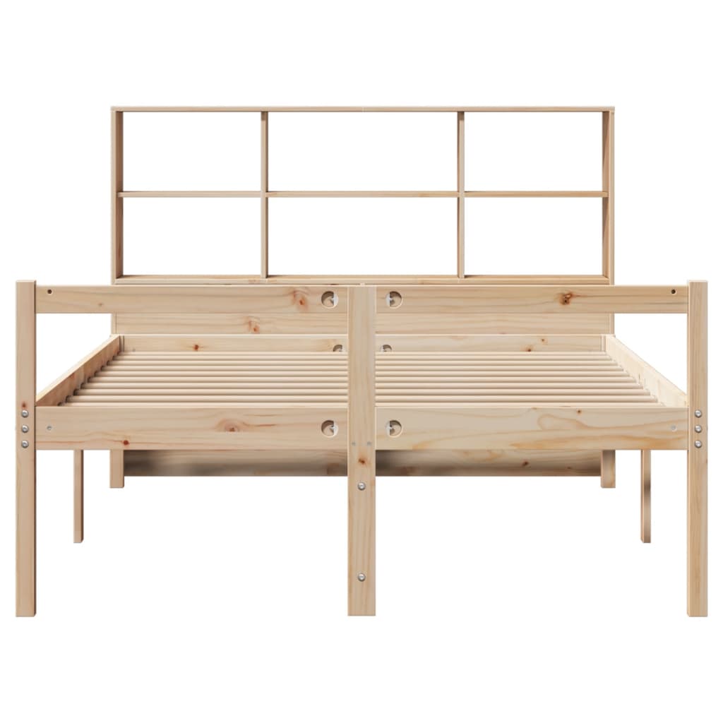Säng Med Bokhylla Utan Madrass 140X200Cm Massiv Furu