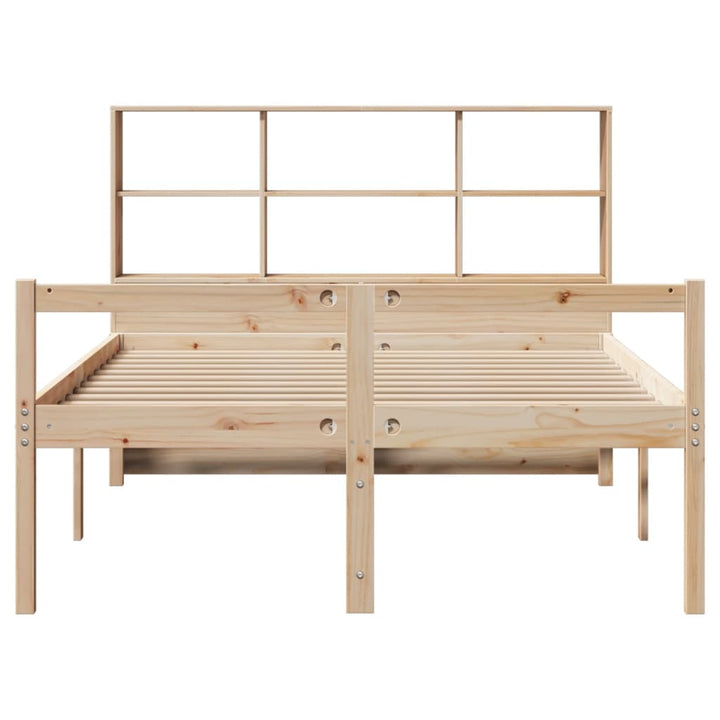 Säng Med Bokhylla Utan Madrass 140X200Cm Massiv Furu