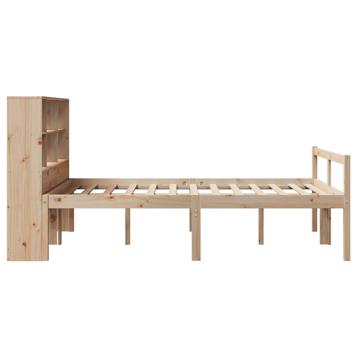 Säng Med Bokhylla Utan Madrass 140X200Cm Massiv Furu