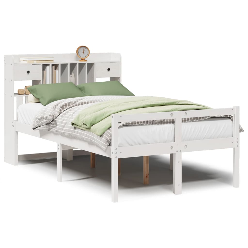 Säng Med Bokhylla Utan Madrass 135X190Cm Massiv Furu