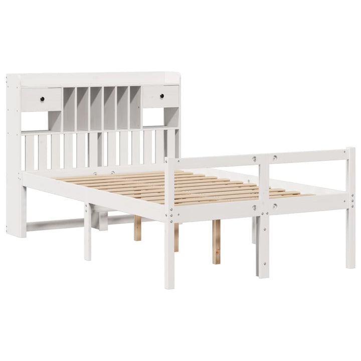 Säng Med Bokhylla Utan Madrass 135X190Cm Massiv Furu