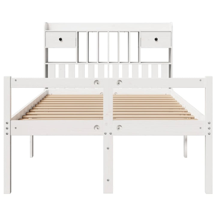 Säng Med Bokhylla Utan Madrass 135X190Cm Massiv Furu