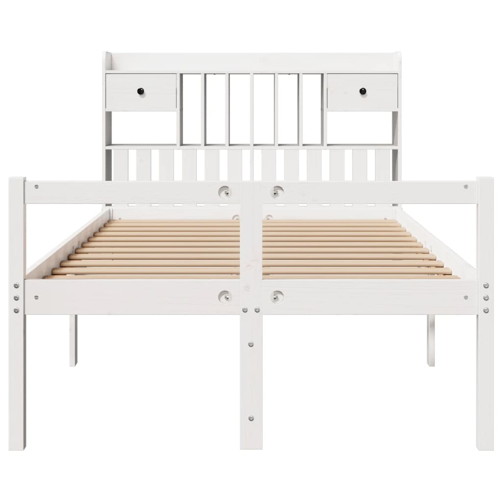 Säng Med Bokhylla Utan Madrass 135X190Cm Massiv Furu