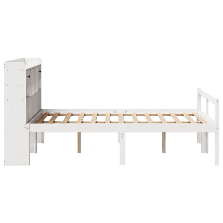 Säng Med Bokhylla Utan Madrass 135X190Cm Massiv Furu