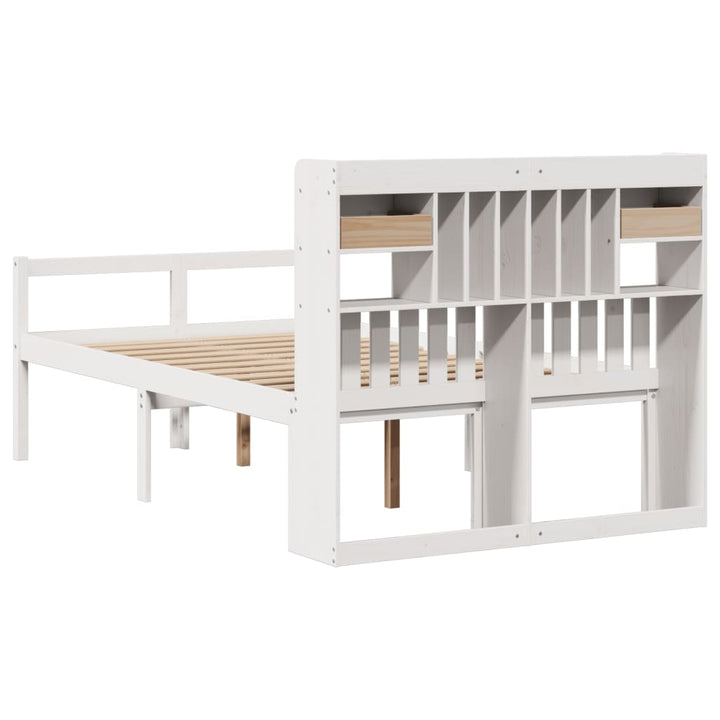 Säng Med Bokhylla Utan Madrass 135X190Cm Massiv Furu