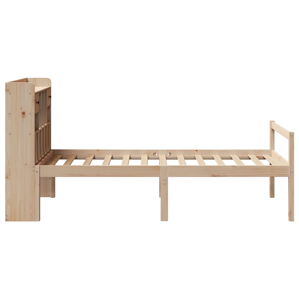 Säng Med Bokhylla Utan Madrass 90X200Cm Massiv Furu
