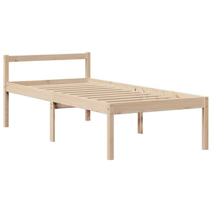 Säng Med Bokhylla Utan Madrass 90X200Cm Massiv Furu