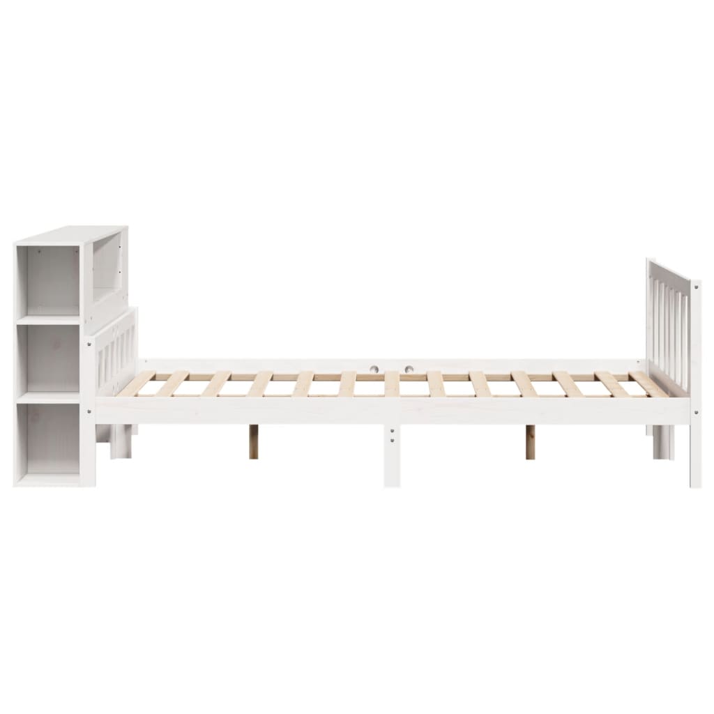 Säng Med Bokhylla Utan Madrass 150X200Cm Massiv Furu