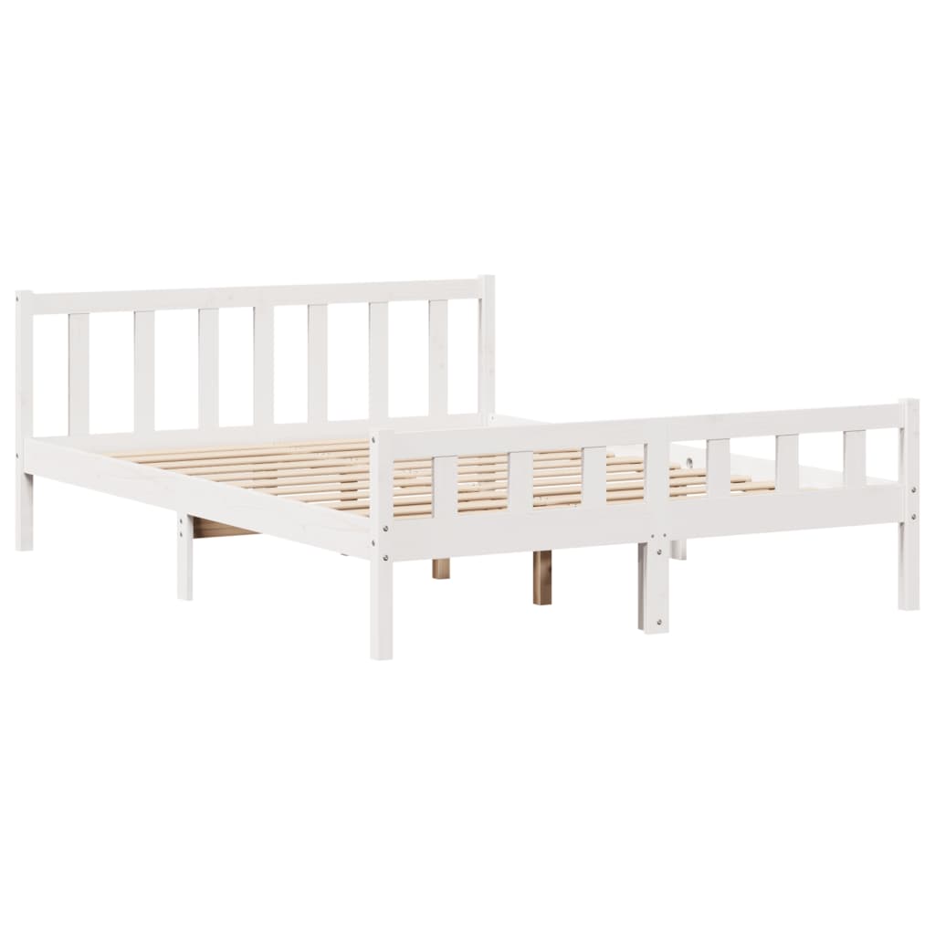 Säng Med Bokhylla Utan Madrass 150X200Cm Massiv Furu