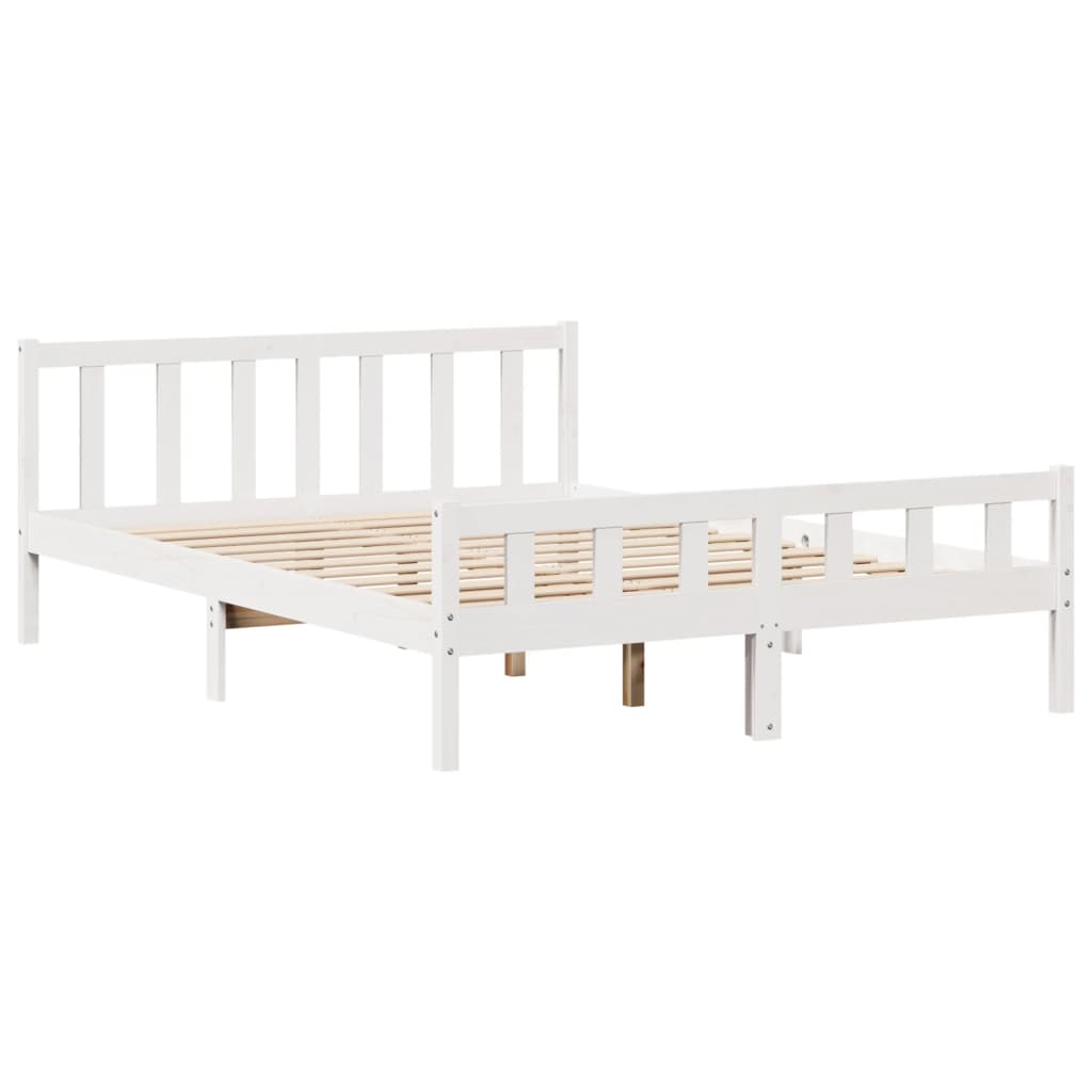 Säng Med Bokhylla Utan Madrass 160X200Cm Massiv Furu