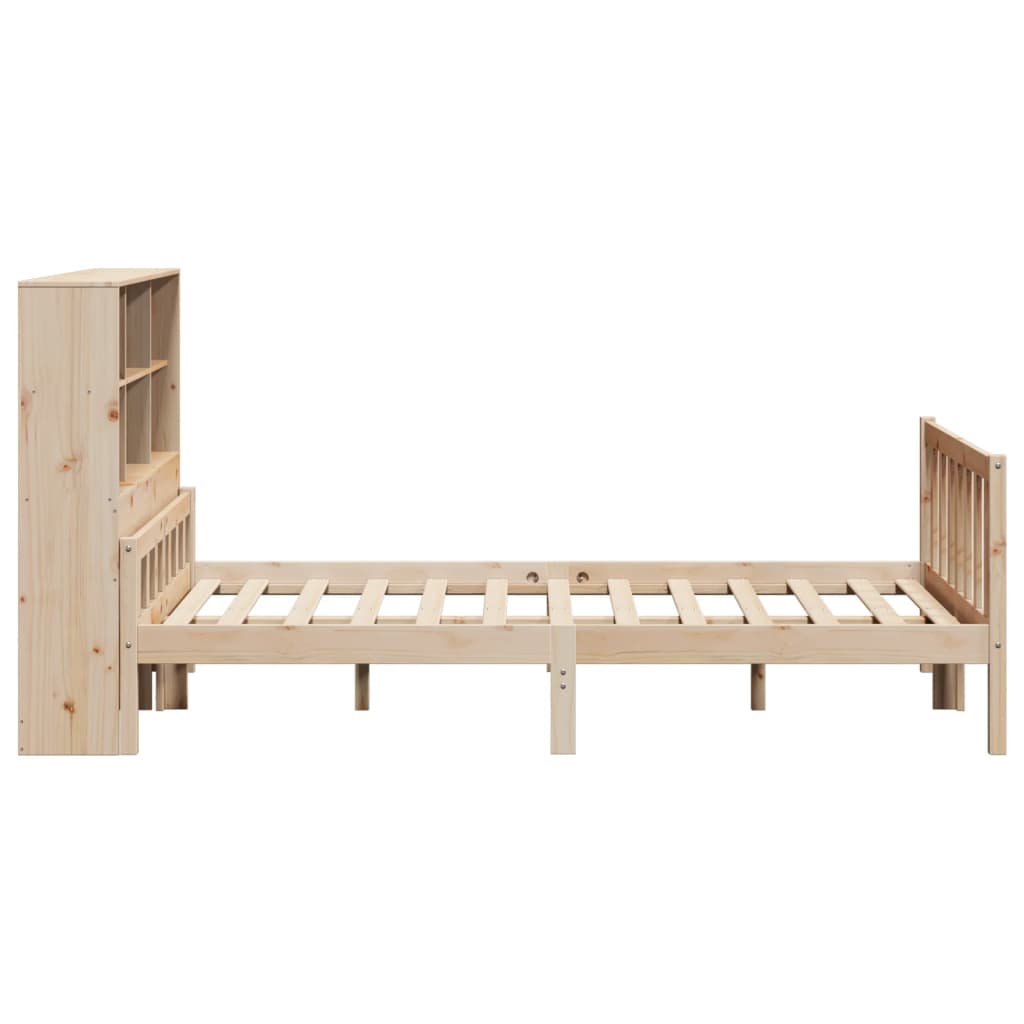 Säng Med Bokhylla Utan Madrass 160X200Cm Massiv Furu