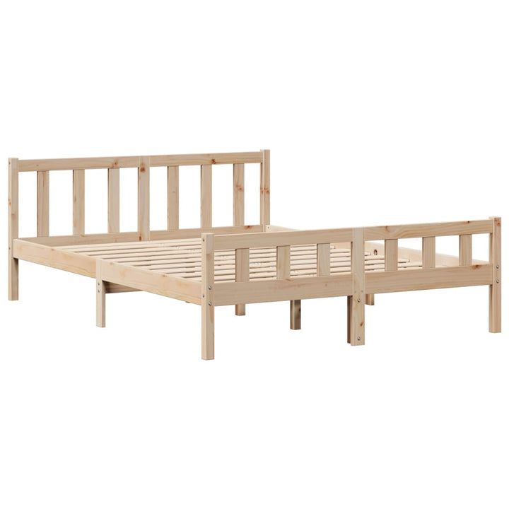 Säng Med Bokhylla Utan Madrass 160X200Cm Massiv Furu