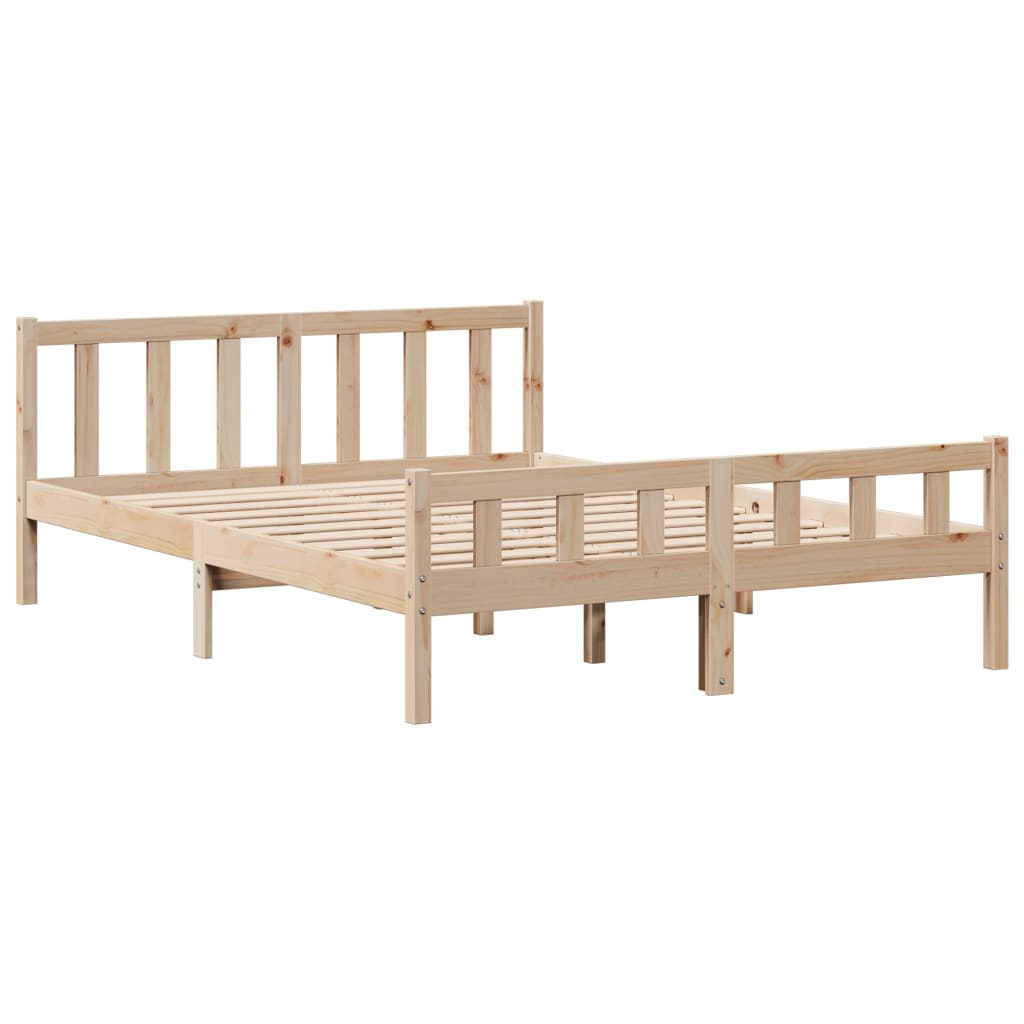 Säng Med Bokhylla Utan Madrass 160X200Cm Massiv Furu