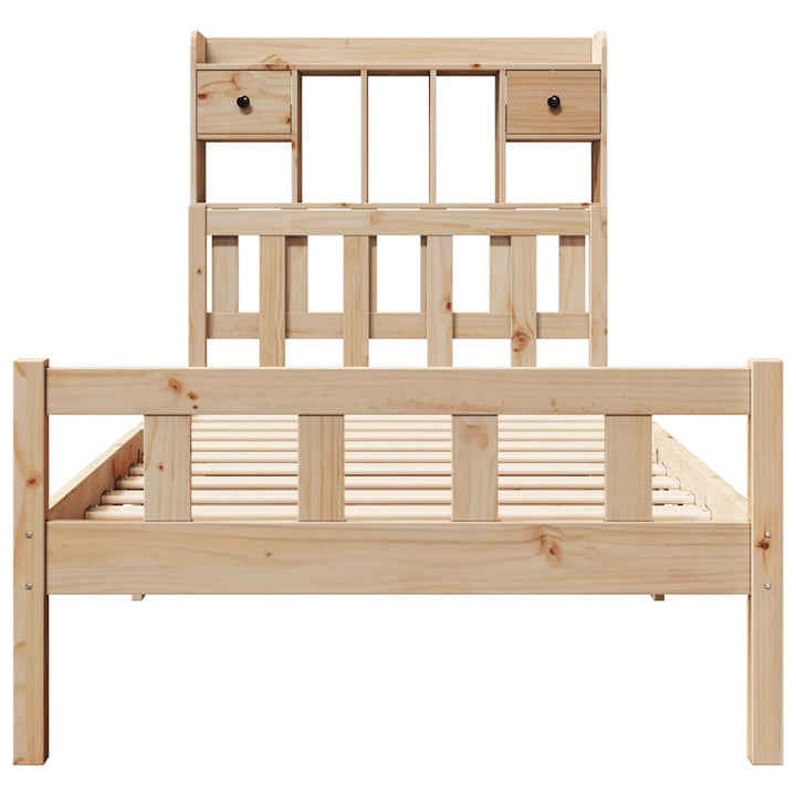 Säng Med Bokhylla Utan Madrass 90X190Cm Massiv Furu