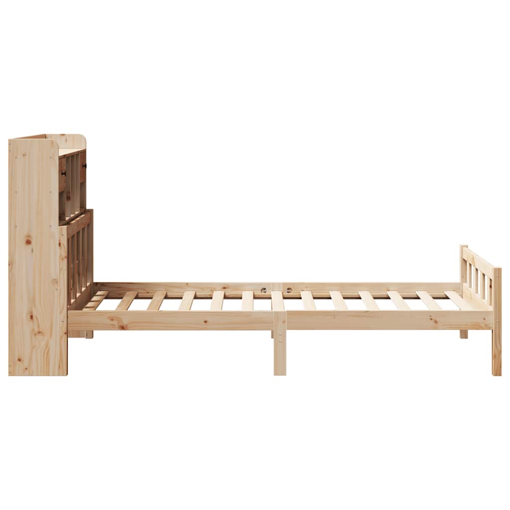 Säng Med Bokhylla Utan Madrass 90X190Cm Massiv Furu