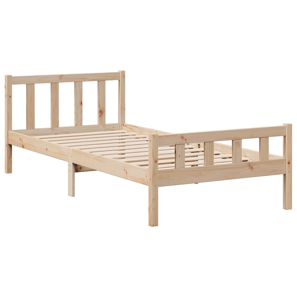 Säng Med Bokhylla Utan Madrass 90X190Cm Massiv Furu