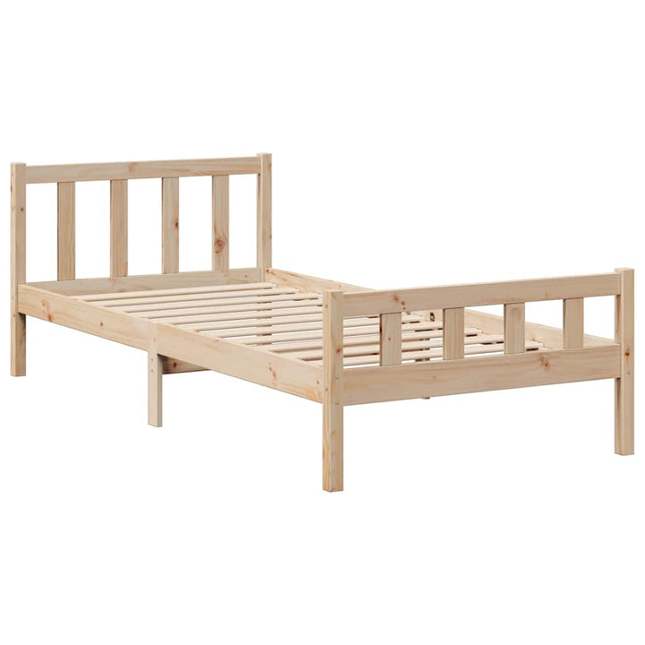Säng Med Bokhylla Utan Madrass 90X190Cm Massiv Furu