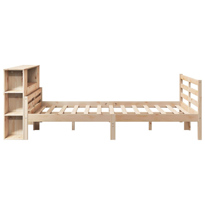 Säng Med Bokhylla Utan Madrass 140X200Cm Massiv Furu