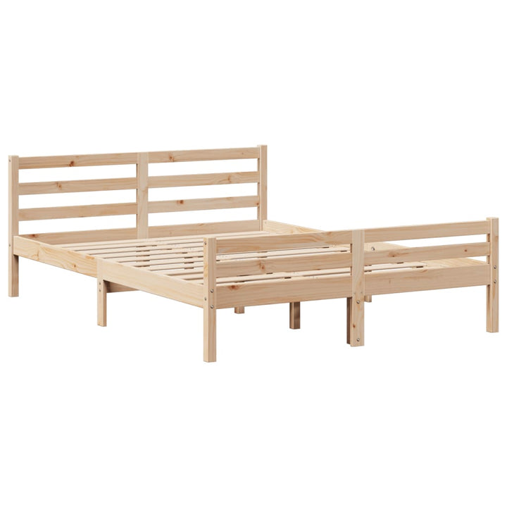 Säng Med Bokhylla Utan Madrass 140X200Cm Massiv Furu