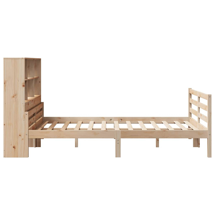 Säng Med Bokhylla Utan Madrass 160X200Cm Massiv Furu