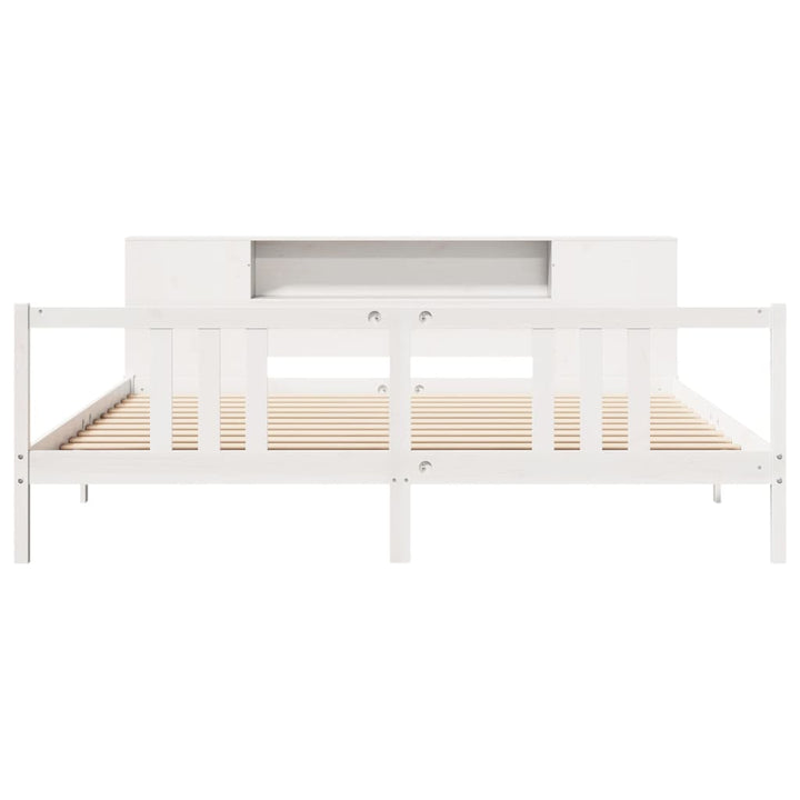 Säng Med Bokhylla Utan Madrass 200X200Cm Massiv Furu